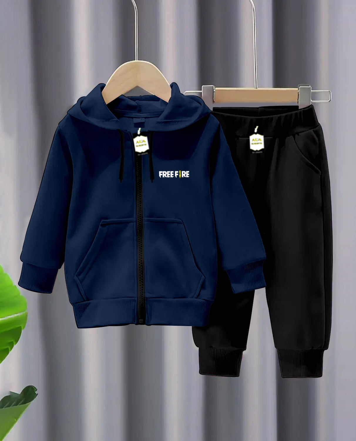 Kids Fleece Free-Fire Zipper Hoodie & Trouser Set (1–10 Years)