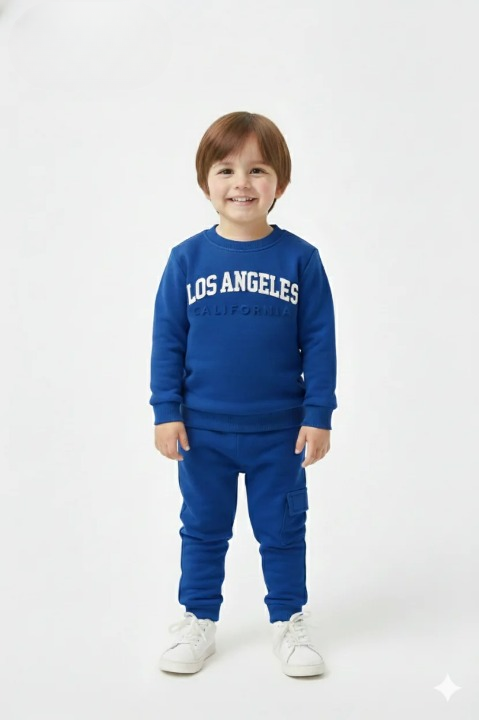 LA California Embossed Logo Sweatshirt Fleece Tracksuit (Blue)