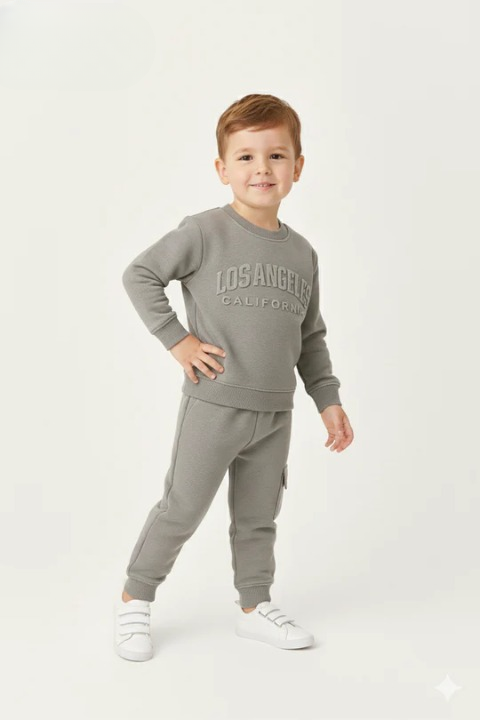 LA California Embossed Logo Sweatshirt Fleece Tracksuit (Grey)