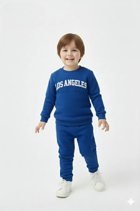 LA California Embossed Logo Sweatshirt Fleece Tracksuit (Blue)