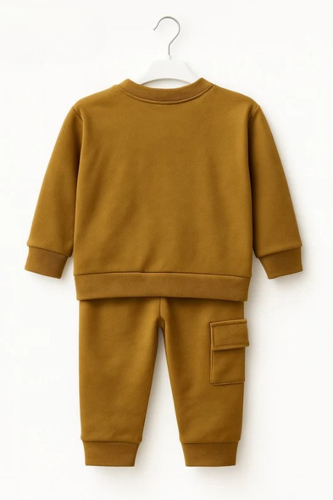 LA California Embossed Logo Sweatshirt Fleece Tracksuit (Orange)