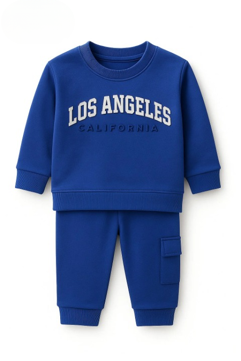 LA California Embossed Logo Sweatshirt Fleece Tracksuit (Blue)